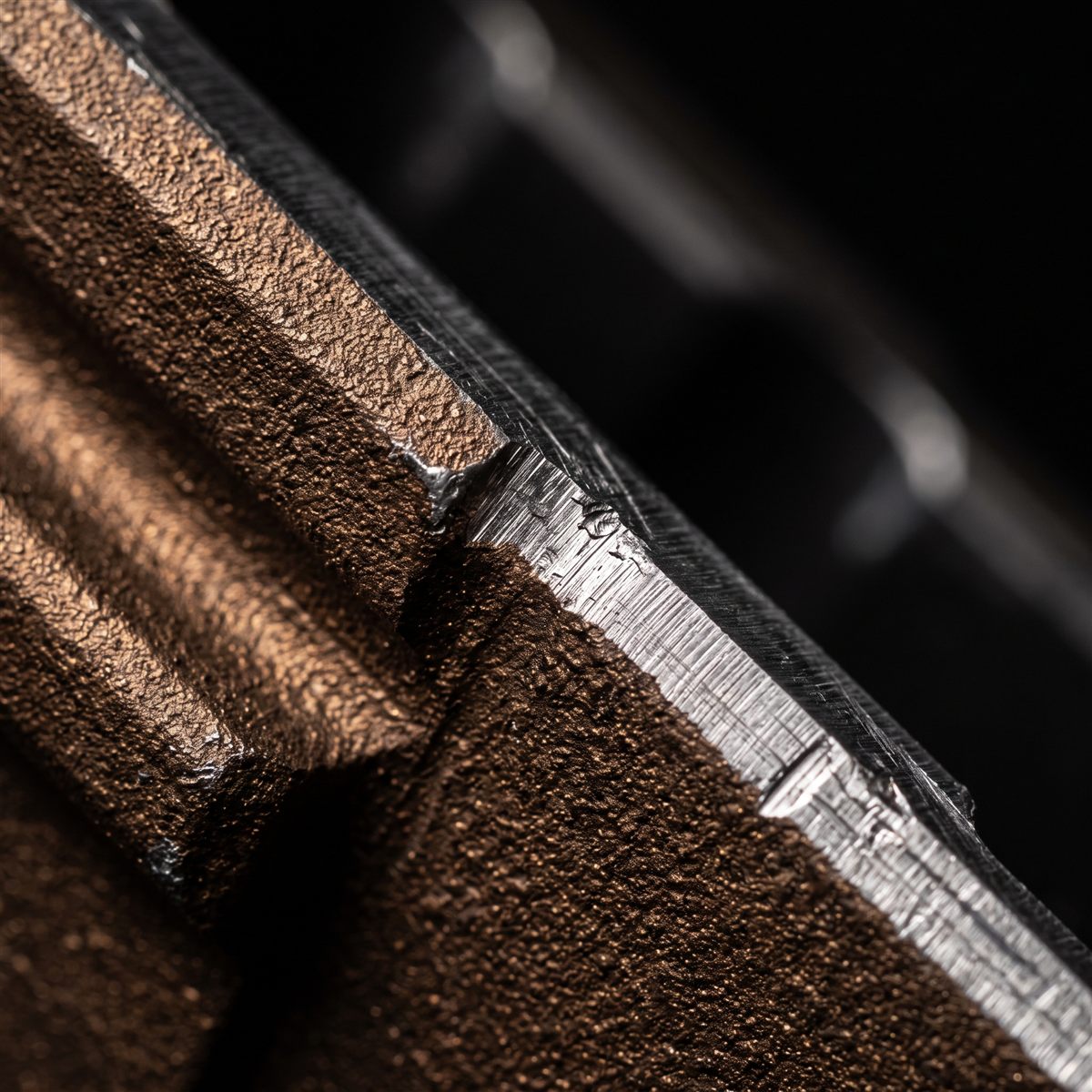 Macro of burnt bronze Cerakote finish texture