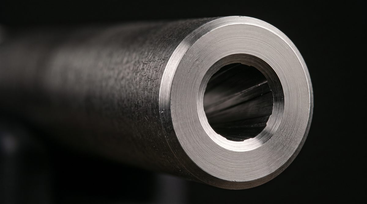 Recessed target crown on a stainless rifle barrel
