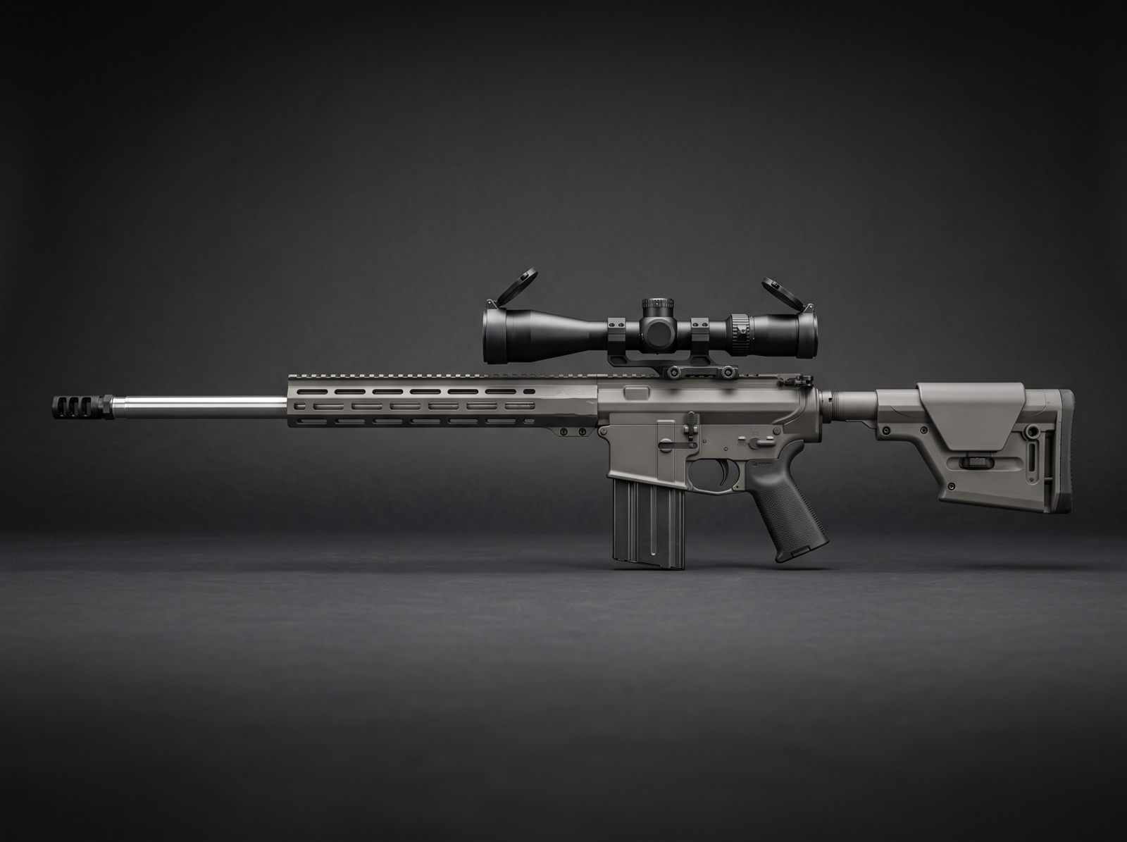 AR-10 precision rifle with heavy stainless barrel