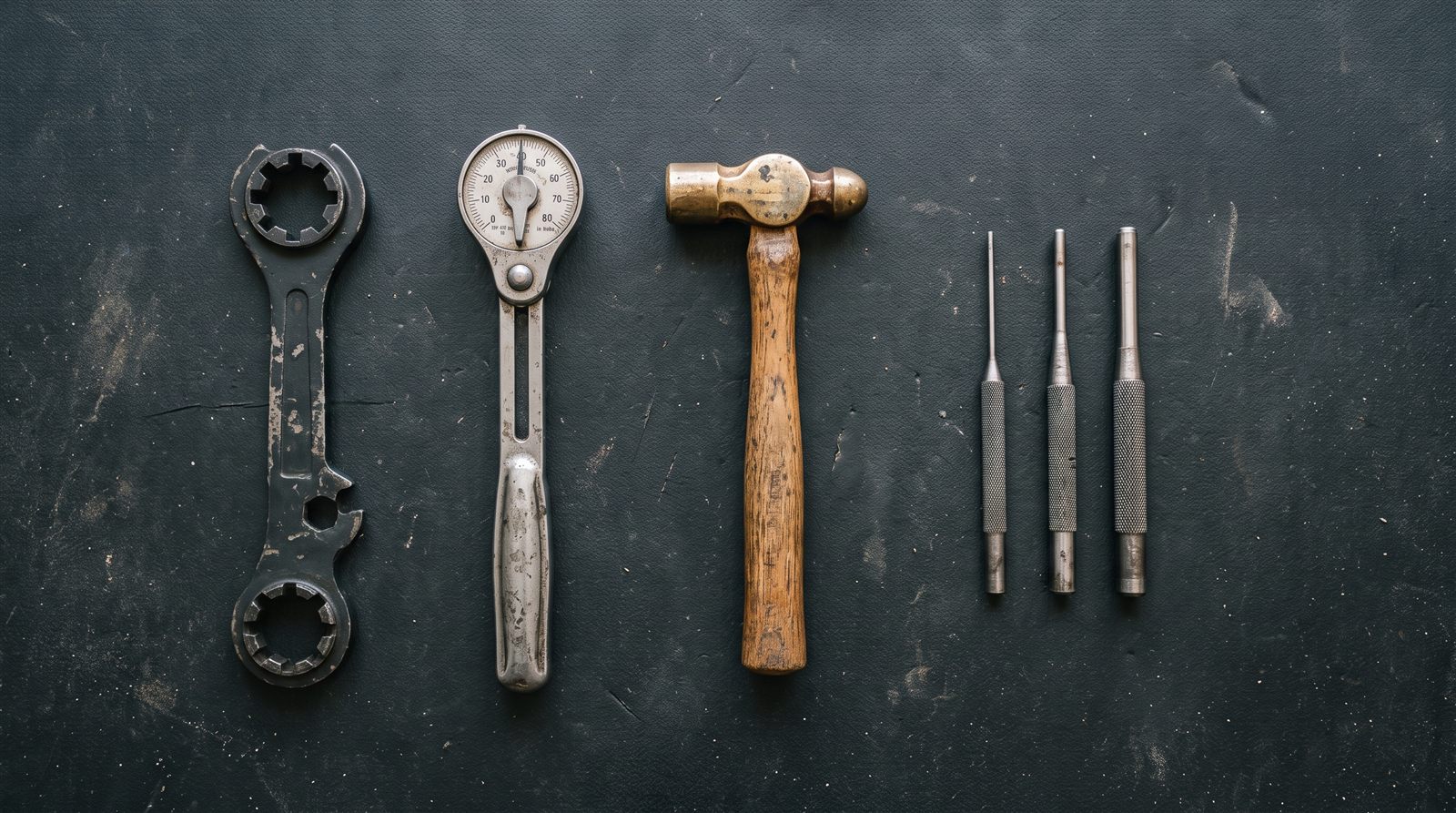 AR armorer's tools laid out on a dark bench mat